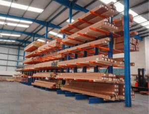 Cantilever racking systems consist of racks with extended arms that safely store long, bulky or awkward items of nearly any length